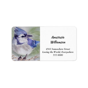Blue Bird in Watercolor Label
