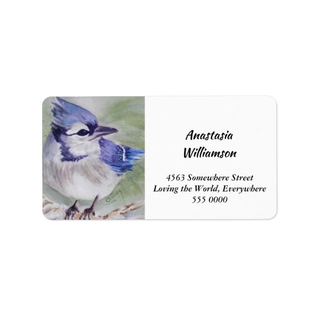 Blue Bird in Watercolor Label (Front)