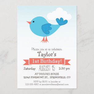 Blue Bird Kid's Birthday Party Invitation