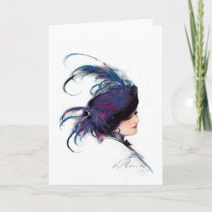 Blue-bird lady card