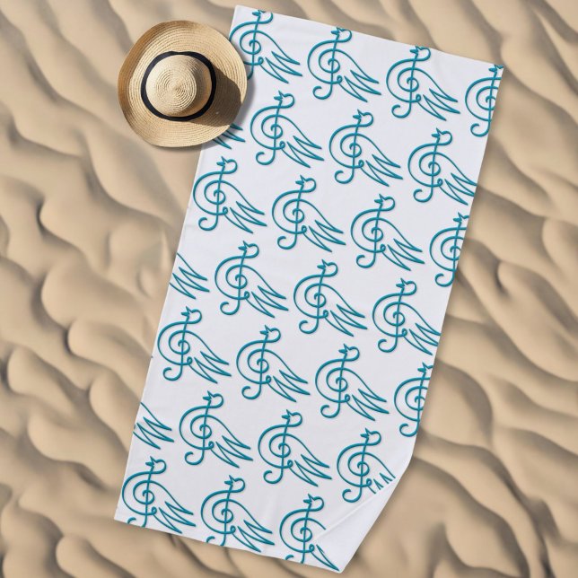 Blue bird music beach towel (Creator Uploaded)