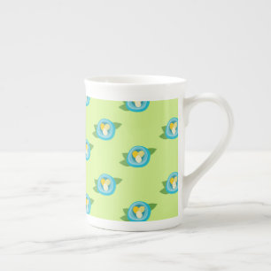 Blue Bird Nests Colorful Eggs Green Leaves Nature Bone China Mug