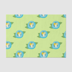 Blue Bird Nests Colorful Eggs Green Leaves Nature Tissue Paper