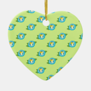Blue Bird Nests Colourful Eggs Green Leaves Nature Ceramic Ornament