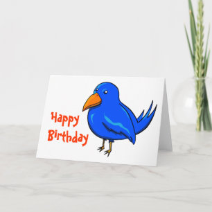 Blue Bird of Happiness Birthday Card