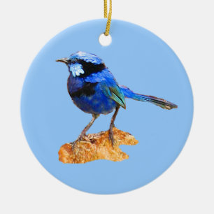 Blue bird of happiness ceramic tree decoration