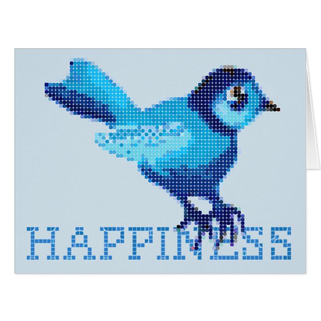 Blue bird of happiness crossstitch dots (Front Horizontal)