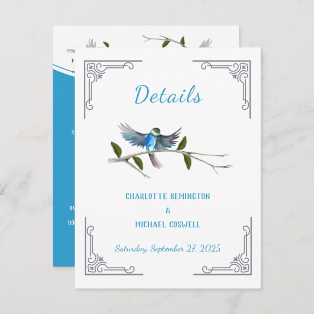 Blue Bird of Happiness Details Enclosure Card (Front/Back)