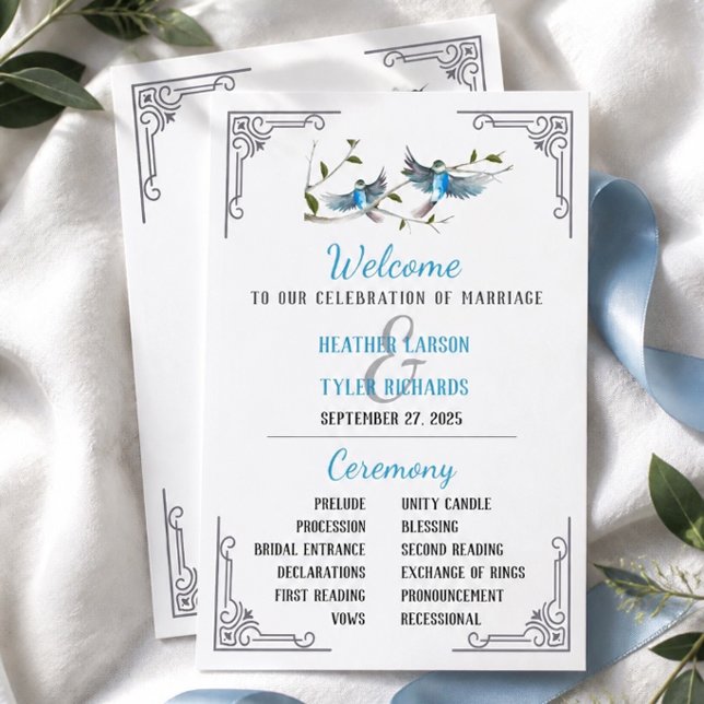 Blue Bird of Happiness Wedding Program (Creator Uploaded)