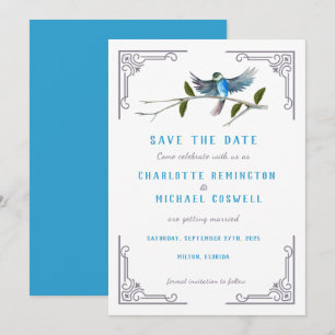 Blue Bird of Happiness Wedding Save the Date Card