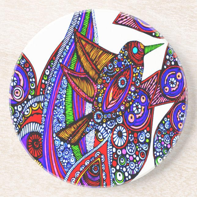 Blue Bird Of Paradise White Coaster (Front)