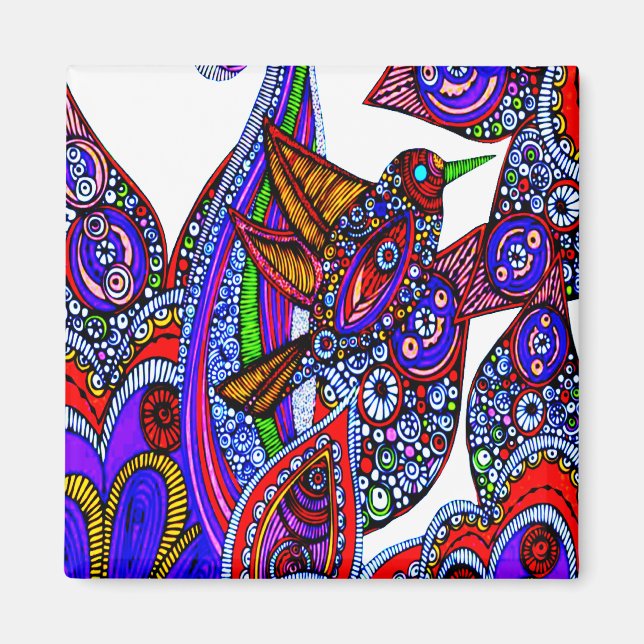 Blue Bird Of Paradise White Magnet (Front)