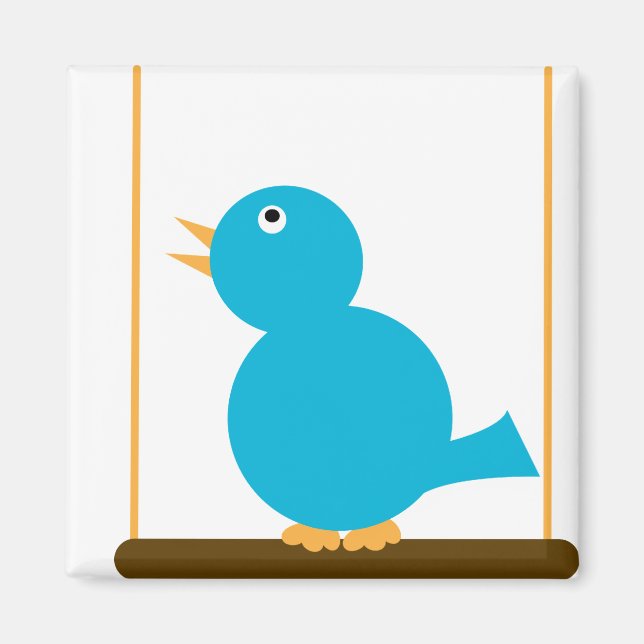 Blue Bird on a Perch Magnet (Front)