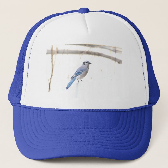 Blue Bird On White Trucker Hat (Front)