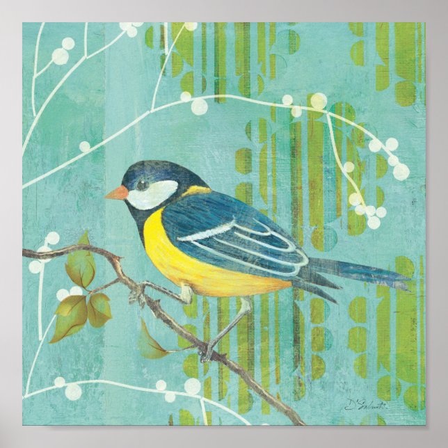 Blue Bird Perched on a Tree Poster (Front)
