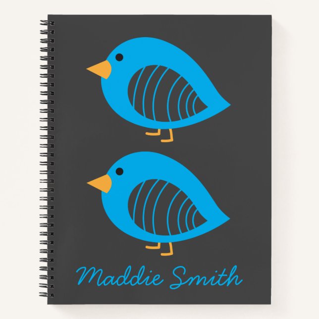 Blue bird quirky cool Spiral Notebook (Front)