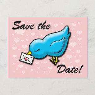 Blue bird save the date announcement postcard