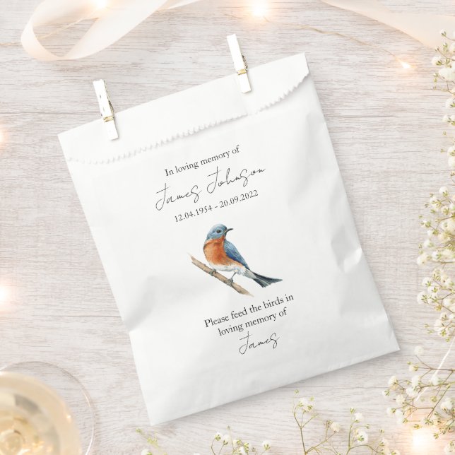 Blue Bird Seed Memorial Funeral  Favour Bag (Clipped)