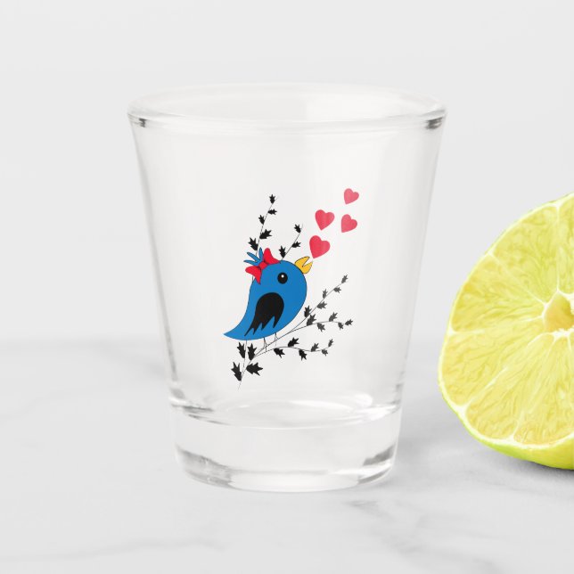 Blue Bird Shot Glass (Front)