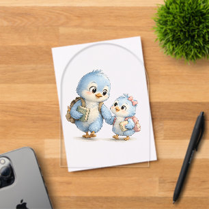 Blue Bird Siblings Acrylic Invitation