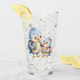 Blue Bird Siblings Glass Cup
