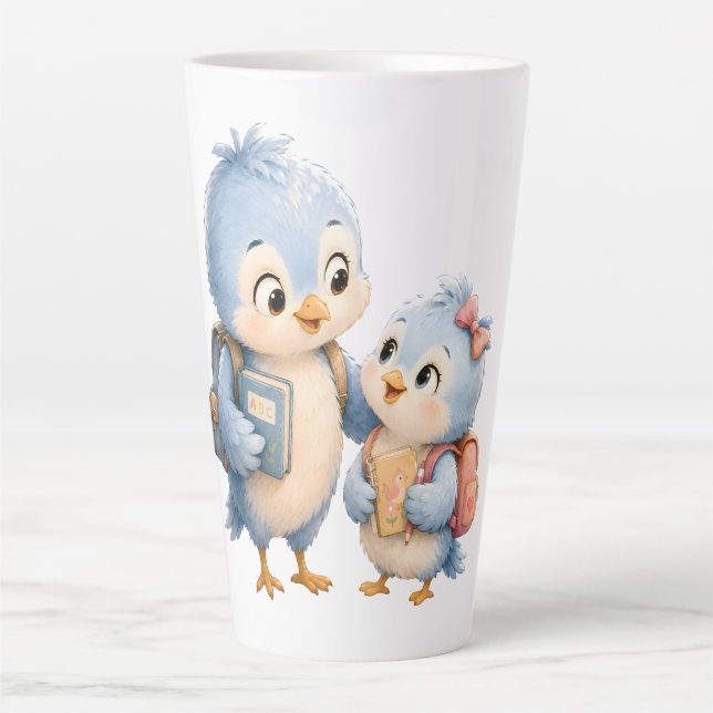 Blue Bird Siblings Latte Mug (Front)