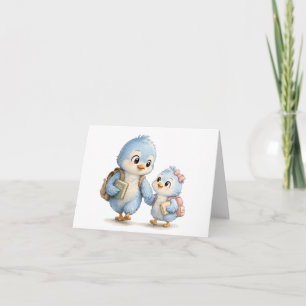 Blue Bird Siblings Thank You Card
