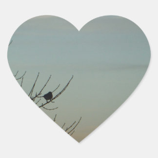 Blue Bird silhouette Powder Blue Sky Heart Sticker