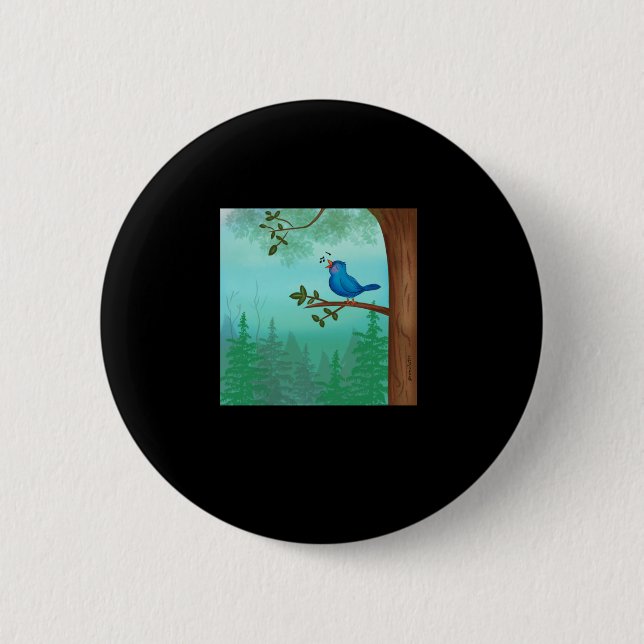 Blue Bird Sticker  6 Cm Round Badge (Front)
