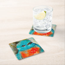 Blue Bird Watercolor Paper Coaster