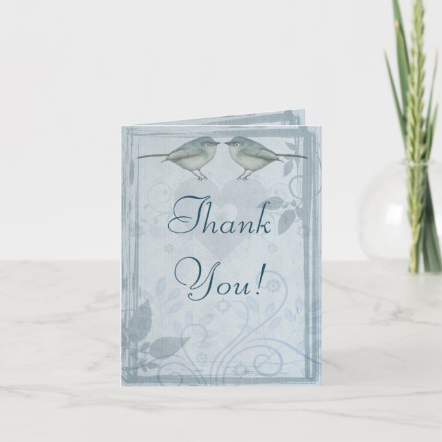 Blue Bird Wedding Thank You Card (Front)