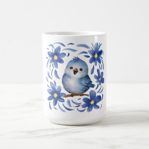 Blue Bird with flowers Coffee Mug