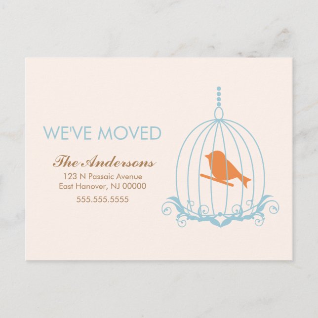 Blue Birdcage Moving Announcements (Front)