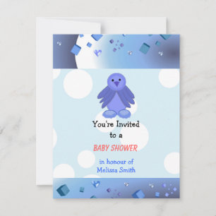 Blue Birdie Baby Shower Invitation