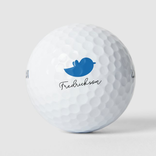 Blue Birdie Script Personalisation Golf Balls (Front)