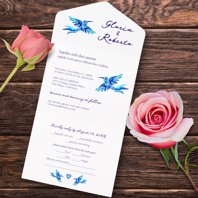 Blue Birds All in One Mexican Wedding Invite (Creator Uploaded)