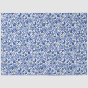 Blue Birds and Hearts Illustrated Decoupage Tissue Paper