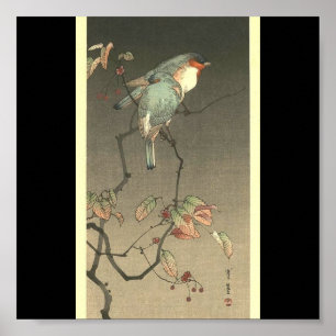 Blue Birds at Night by Seitei Watanabe 1851- 1918 Poster