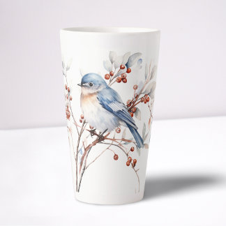 Blue Birds & Boxwood Latte Mug