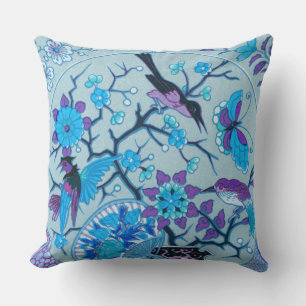 Blue Birds & Butterflies Throw Pillow