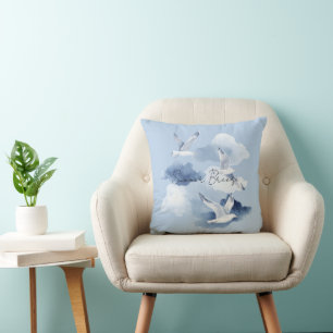 Blue Birds Clouds Summer Breeze Cushion