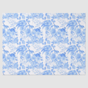 blue birds flowers pattern Wedding Tissue Paper