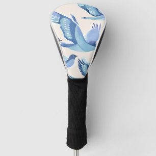 Blue Birds Flying Modern Watercolor Golf Head Cover