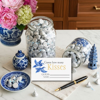 Blue  birds  "Guess How Many Kisses" Bridal Game  Enclosure Card