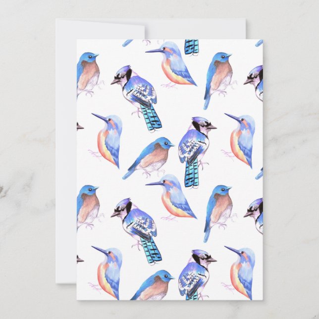 blue birds in analogous colour scheme invitation (Front)