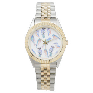 Blue birds in mosaic effect watch