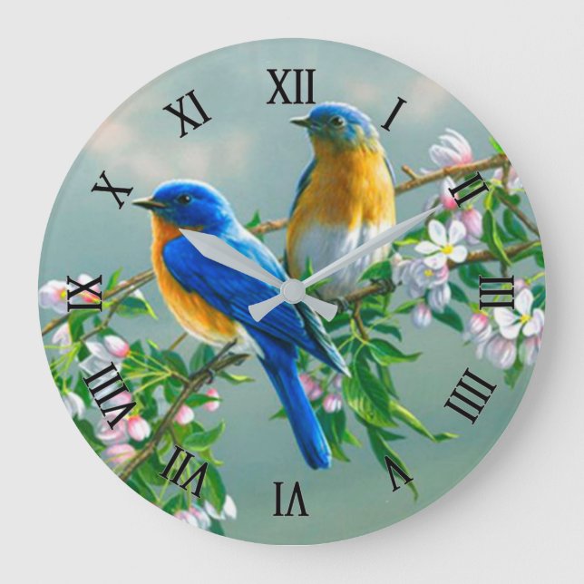 Blue Birds Large Clock (Front)