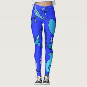 Blue Birds Leggings
