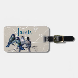Blue Birds on a Branch Luggage Tag