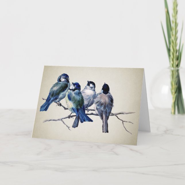 Blue Birds On Branch Card (Front)